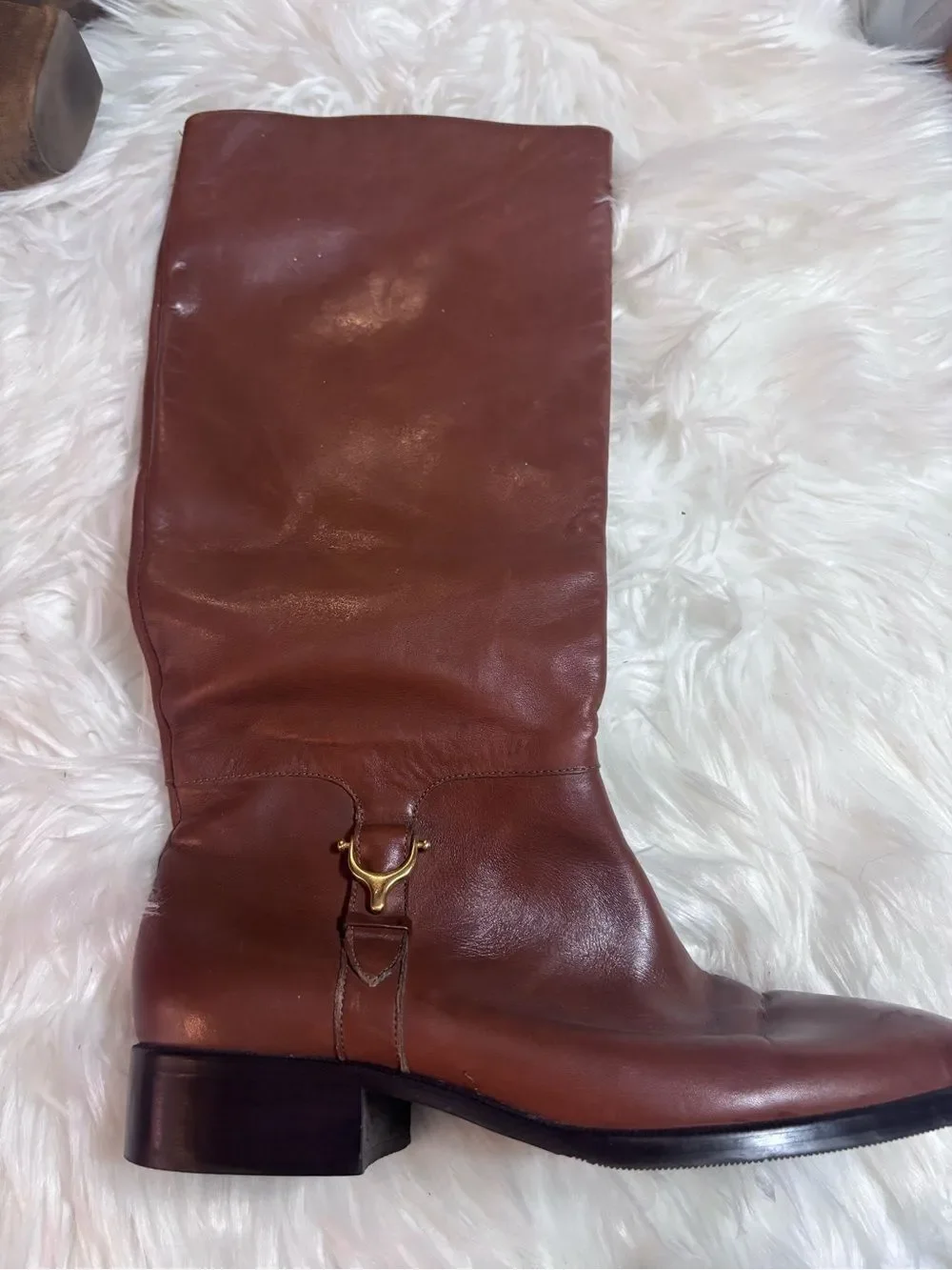 Etienne Aigner Brown Leather Over-the-Knee Riding Boots